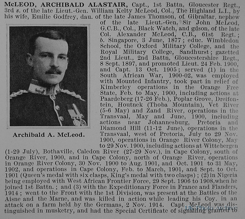 McLeod A A Captain 1st Gloucestershire Regiment Obit Part 1