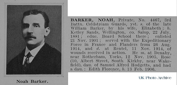 Barker N Pte 4467 3rd Coldstream Guards Obit