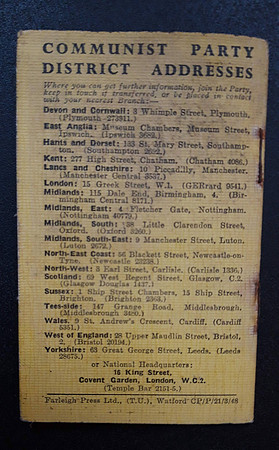 A Communist Party Membership Card 1949 Mrs Olga Z Weston 4 Church Walk, Melksham, Wiltshire.