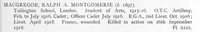 MacGregor R A M Lt Royal Garrison Artillery Obit