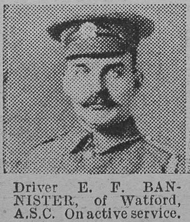 Bannister E F Dvr Army Service Corps of Watford The Vivid 6th Mar 1915