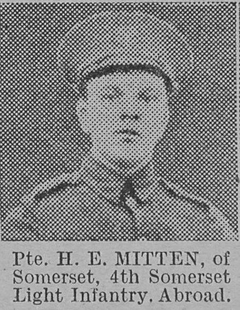 Mitten H E Pte 4th Somerset Light Infantry Of Somerset The Vivid 6th Mar 1915