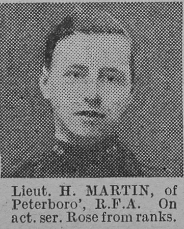 Martin H Lt Royal Field Artillery Of Peterborough The Vivid 6th Mar 1915