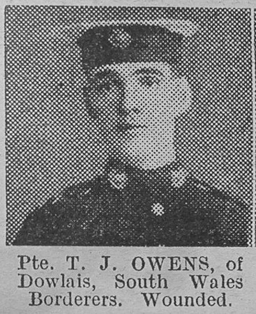 Owens T J Pte South Wales Borderers From Dowlais The Vivid 6th Mar 1915