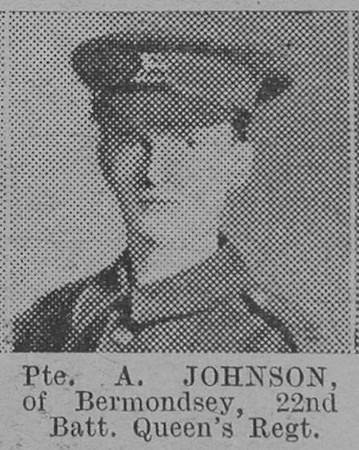 Johnson A Pte 22nd London Regiment (Queens) Of Bermondsey The Vivid 13th Mar 1915