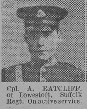 Ratcliff A Cpl Suffolk Regiment Of Lowestoft The Vivid 13th Mar 1915