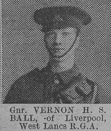 Ball V H S Gnr Royal Garrison Artillery Of Liverpool The Vivid 20th Mar 1915
