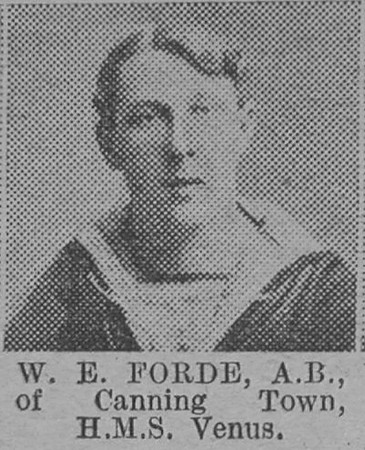 Forde W E AB HMS Venus Royal Navy Of Canning Town The Vivid 20th Mar 1915