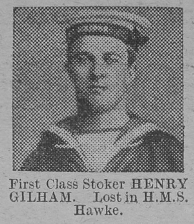 Gilham H First Class Stoker HMS Hawke Royal Navy The Vivid 20th Mar 1915