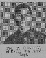 Gentry P Pte 9th Essex Regiment Of Rayne The Vivid 13th Mar 1915