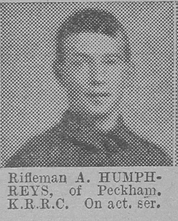 Humphreys A Rfn Kings Royal Rifle Corps Of Peckham The Vivid 20th Mar 1915