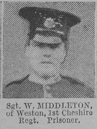 Middleton W Sergt 1st Cheshire Regiment Of Weston The Vivid 13th Mar 1915