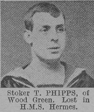 Phipps T Stoker HMS Hermes Royal Navy Of Wood Green The Vivid 20th Mar 1915