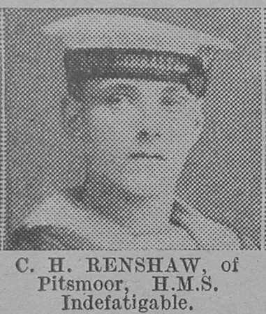 Renshaw C H AB HMS Indefatigable Royal Navy Of Pitsmoor The Vivid 20th Mar 1915