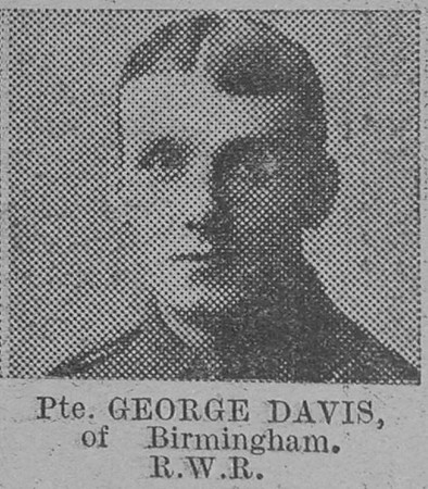 Davis G Pte Royal West Kent Regiment Of Birmingham The Vivid 27th Mar 1915