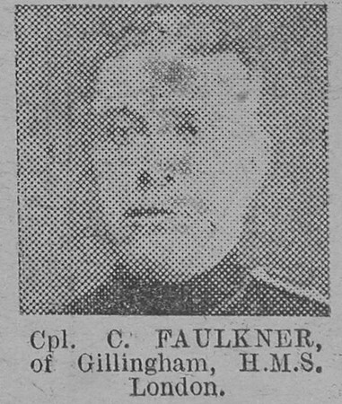 Faulkner C Cpl HMS London Royal Navy Of Gillingham The Vivid 27th Mar 1915