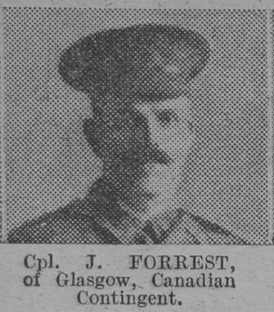 Forrest J Cpl Canadian Expeditionary Force Of Glasgow The Vivid 27th Mar 1915