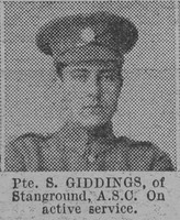 Giddings S Pte Army Service Corps Of Stanground The Vivid 27th Mar 1915