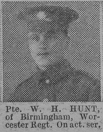 Hunt W H Pte Worcester Regiment Of Birmingham The Vivid 27th Mar 1915