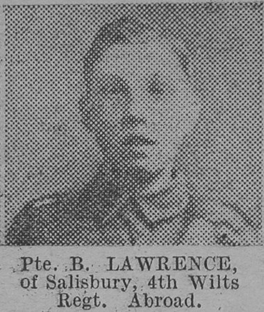 Lawrence B Pte 4th Wiltshire Regiment Of Salisbury The Vivid 27th Mar 1915