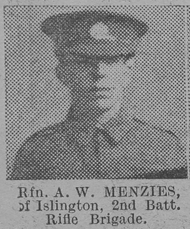 Menzies A W Rfn 2nd Rifle Brigade Of Islington The Vivid 27th Mar 1915