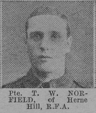 Northfield T W Pte Royal Field Artillery Of Herne Hill The Vivid 27th Mar 1915