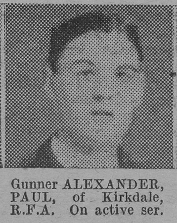 Paul A Gnr Royal Field Artillery Of Kirkdale The Vivid 27th Mar 1915