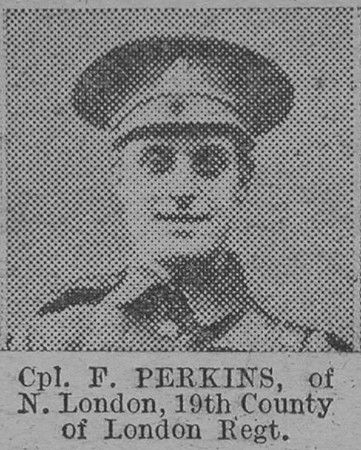 Perkins F Cpl 19th London Regiment Of North London The Vivid 27th Mar 1915