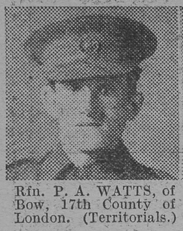 Watts P A Rfn 17th London Regiment Of Bow The Vivid 27th Mar 1915