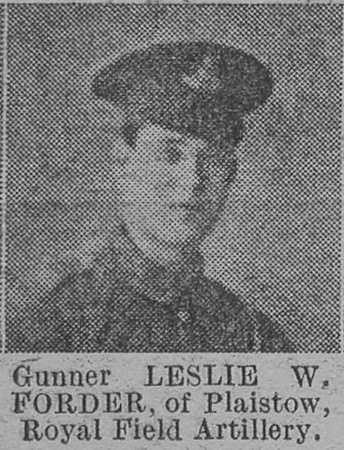 Forder L W Gnr Royal Field Artillery Of Plaistow The Vivid 3rd Apr 1915