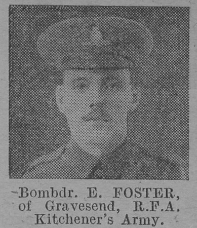 Foster E Bmdr Royal Field Artillery Of Gravesend The Vivid 3rd Apr 1915