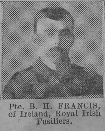 Francis B H Pte Royal Irish Fusiliers Of Ireland The Vivid 3rd Apr 1915
