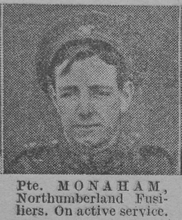 Monaham Pte Northumberland Fusiliers The Vivid 3rd Apr 1915