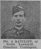 Ratcliff A Pte Canadian Expeditionary Force Of South Lowestoft The Vivid 3rd Apr 1915