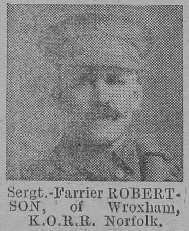 Robertson T R Sergt Farrier Norfolk Yeomanry Of Wroxham The Vivid 3rd Apr 1915