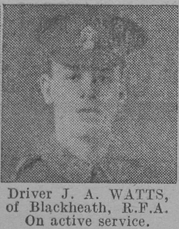 Watts J A Dvr Royal Field Artillery Of Blackheath The Vivid 3rd Apr 1915