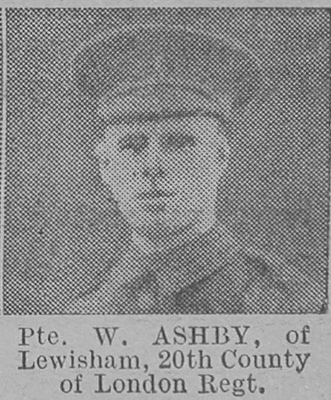 Ashby W Pte 20th London Regiment Of Lewisham The Vivid 10th Apr 1915