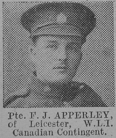 Apperley F J Pte Canadian Expeditionary Force Of Leicester The Vivid 10th Apr 1915
