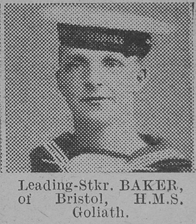 Baker Leading Stoker HMS Goliath Royal Navy Of Bristol The Vivid 10th Apr 1915
