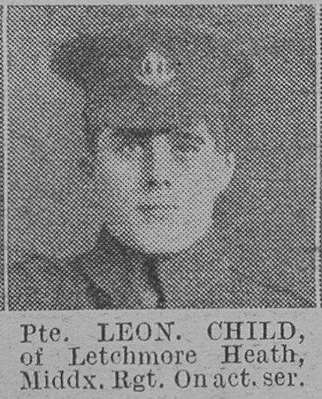 Child L Pte Middlesex Regiment Of Letchmore The Vivid 10th Apr 1915