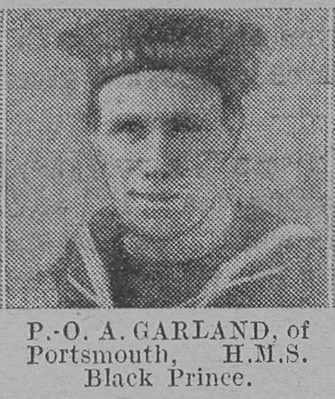 Garland A PO HMS Black Prince Royal Navy Of Portsmouth The Vivid 10th Apr 1915