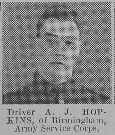 Hopkins A J Dvr Army Service Corps Of Birmingham The Vivid 10th Apr 1915