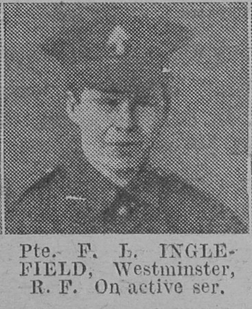 Inglefield F L Pte Royal Fusiliers Of Westminster The Vivid 10th Apr 1915