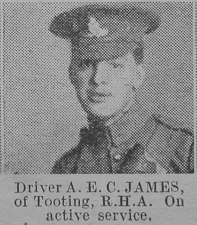 James A E C Dvr Royal Horse Artillery Of Tooting The Vivid 10th Apr 1915