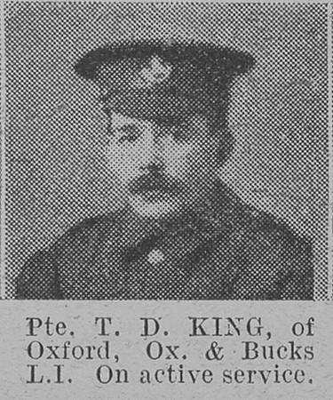 King T D Pte Oxford And Bucks Light Infantry Of Oxford The Vivid 10th Apr 1915