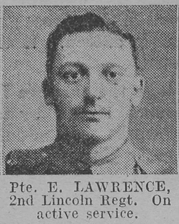 Lawrence E Pte 2nd Lincolnshire Regiment The Vivid 10th Apr 1915