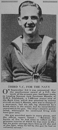 Mantle Jack Foreman VC HMS Foylebank Royal Navy