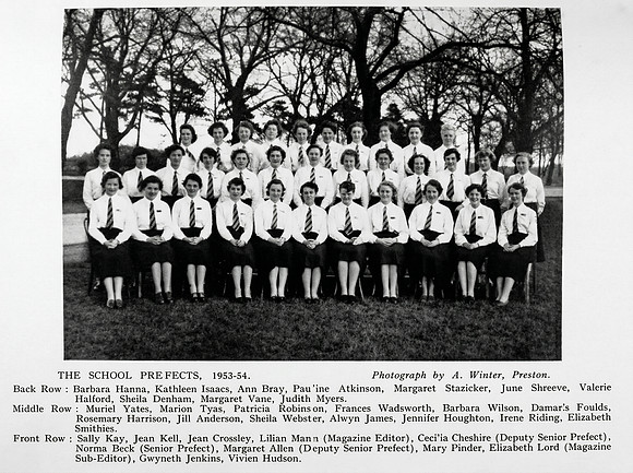 The Park School Preston School Prefects 1953-54