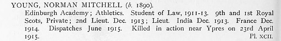 Young N M Lt 1st Royal Scots Obit