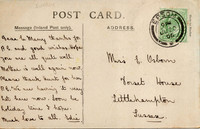 Gander Green Lane 1906 Postcard to Miss E Osborn Dorset House, Littlehampton, Sussex. Epsom Postmark